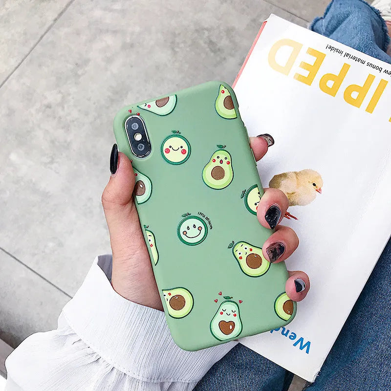 Avocado cartoon design TPU phone case for Apple iPhone models