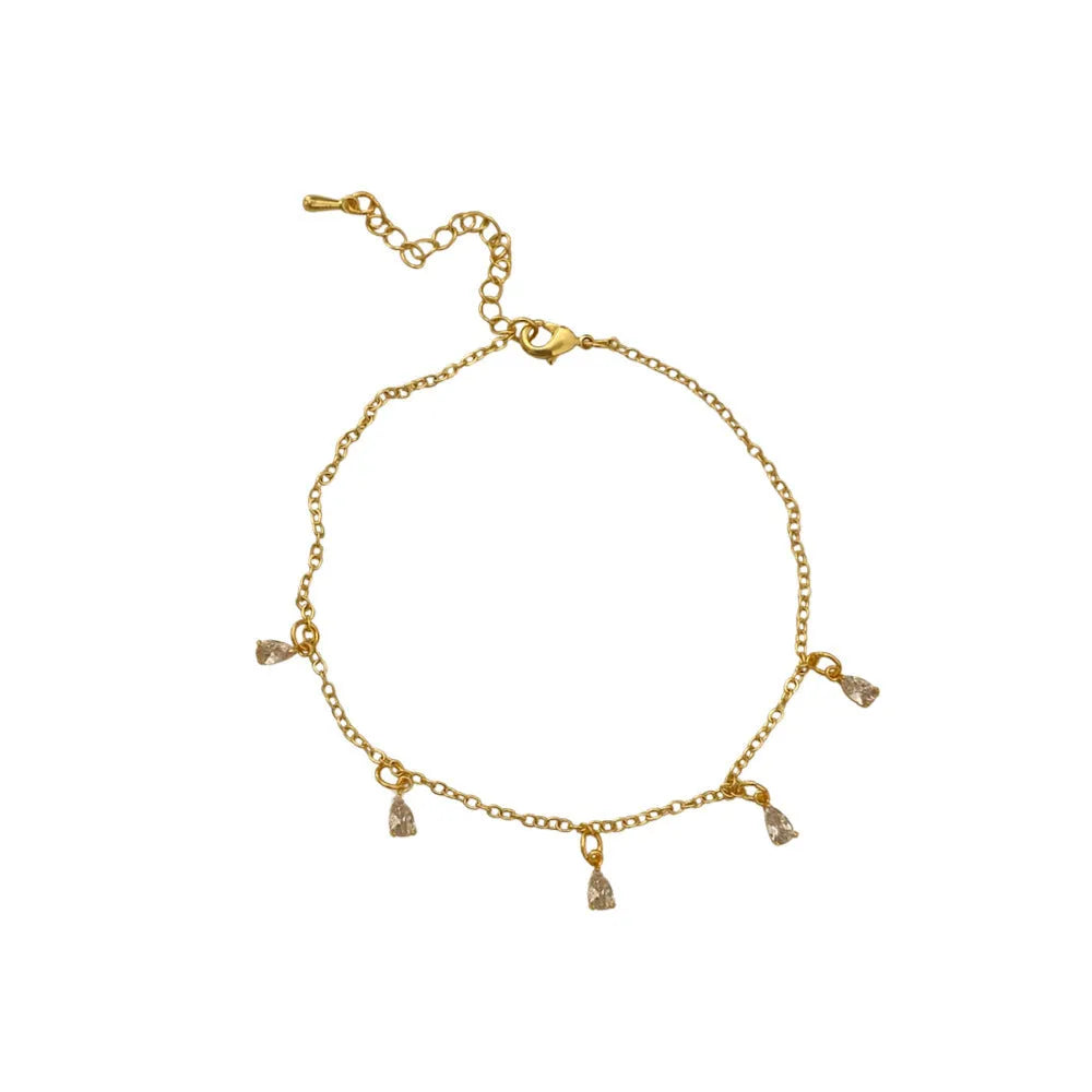 Zircon jewellery set with geometric meteor shower design including necklace, earrings and anklet