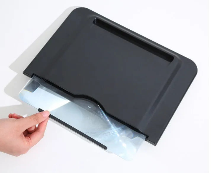 12-inch pull-out horizontal vertical screen amplifier with Fresnel lens and blue light bracket in black on a modern desk