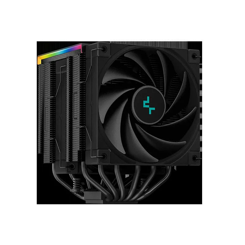 CPU air cooler heat sink with digital temperature display showing 45°C reading