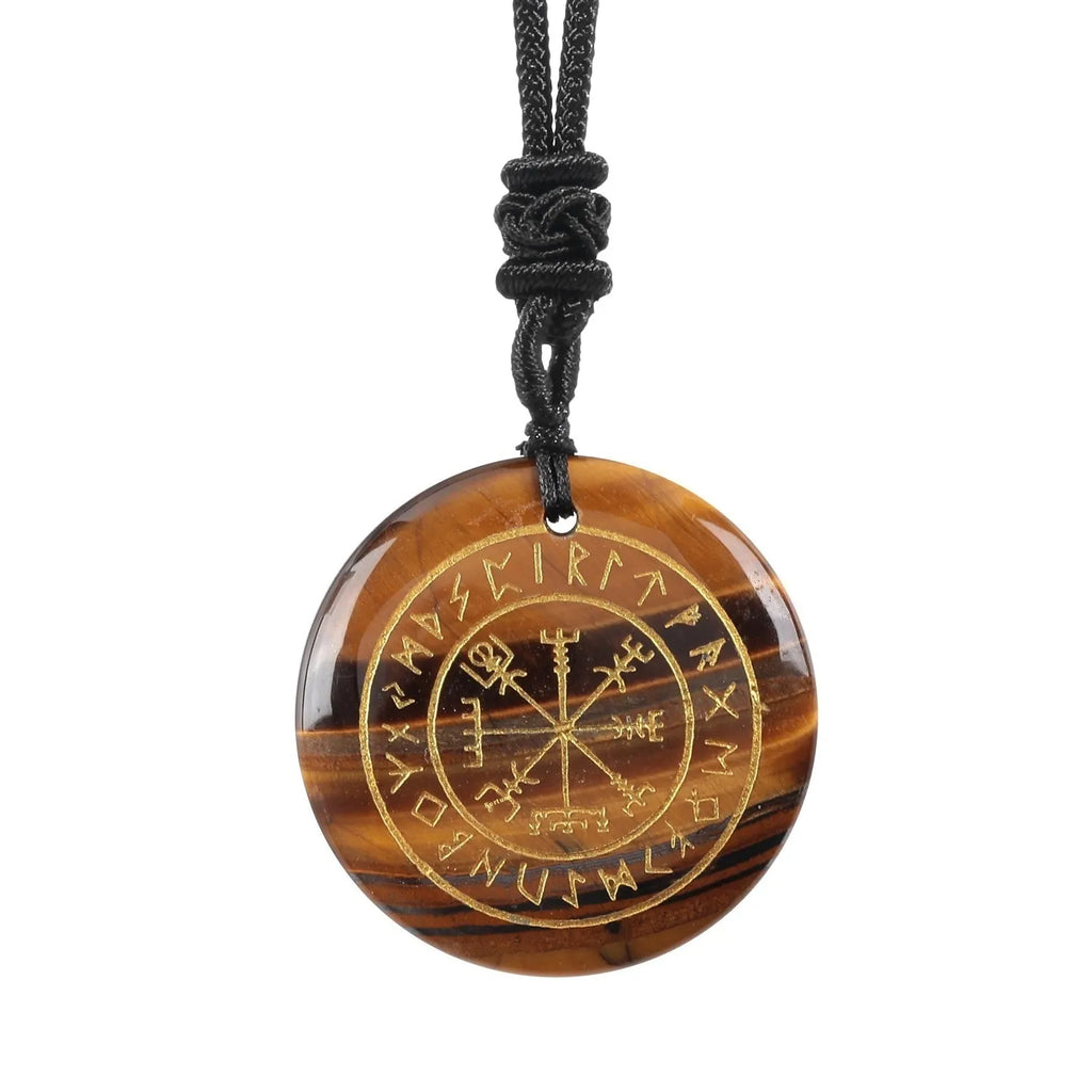 Carved compass pendant in natural amethyst crystal, 30x6mm geometric Nordic Luen jewellery