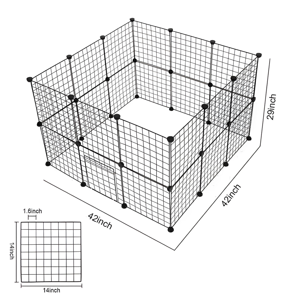 Black 6-piece environment-friendly metal pet fence for indoor and outdoor use.