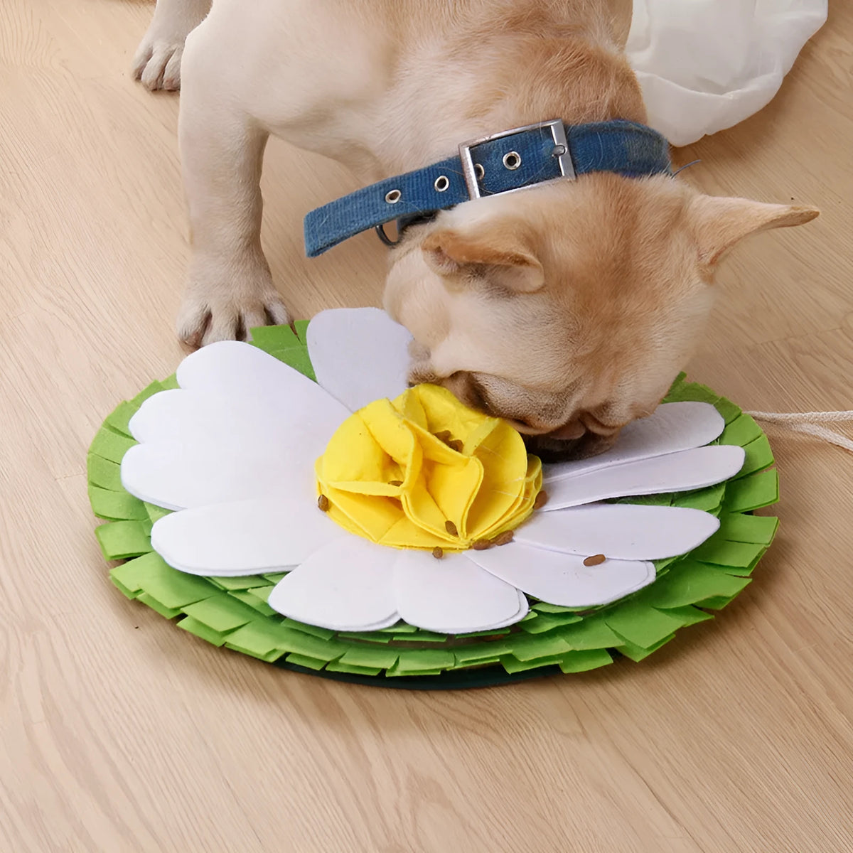 Dog sniffing pad toy made from plush material in photo colour for bite play
