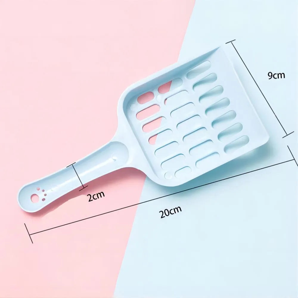 Plastic cat litter scoop in blue green or pink measuring 20cm long for cleaning pet toilet sand