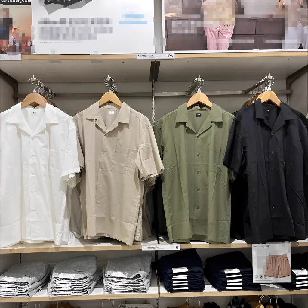 Men's beige modal cotton open collar casual shirt with cardigan style