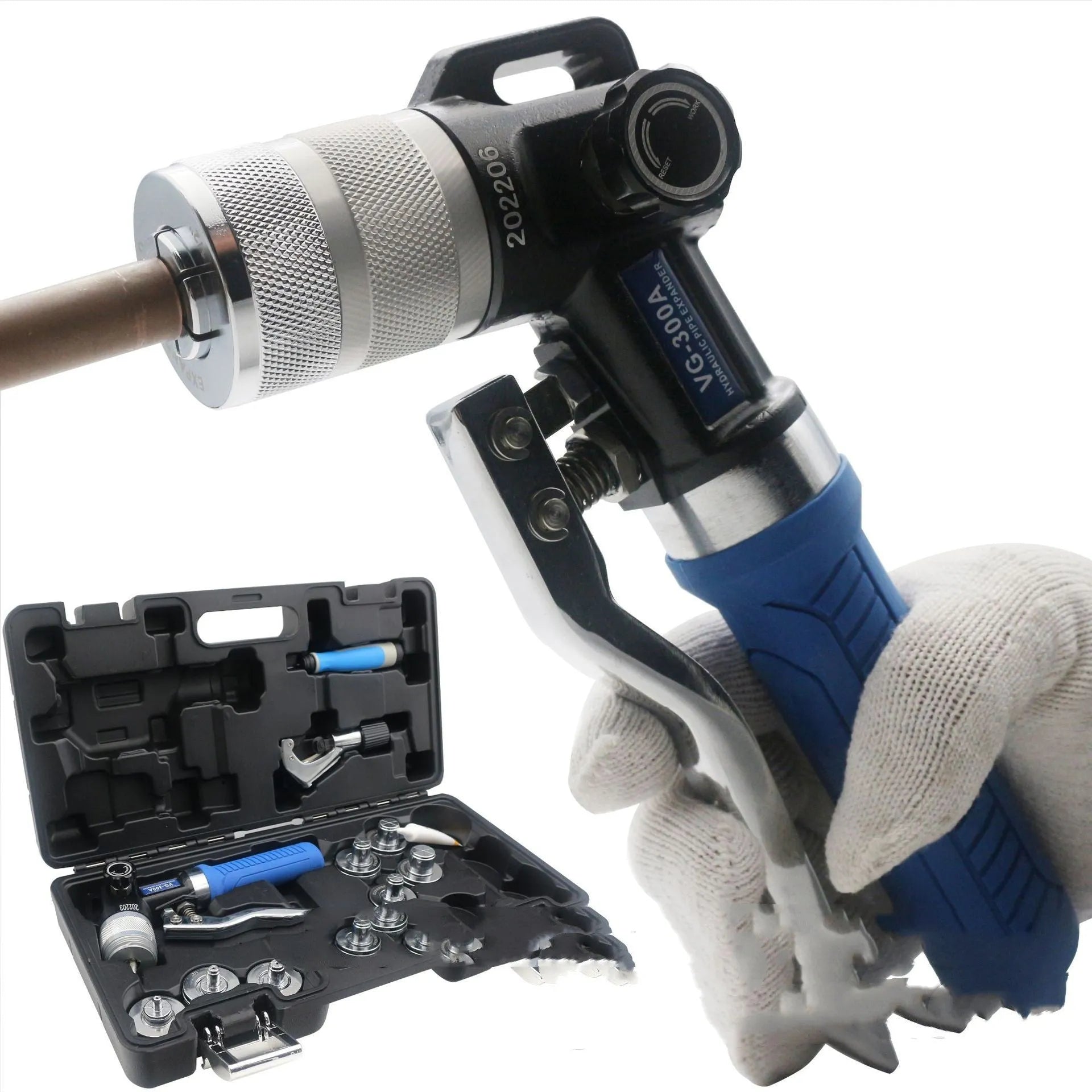 VG-300 style hydraulic tube expander tool for refrigeration maintenance.