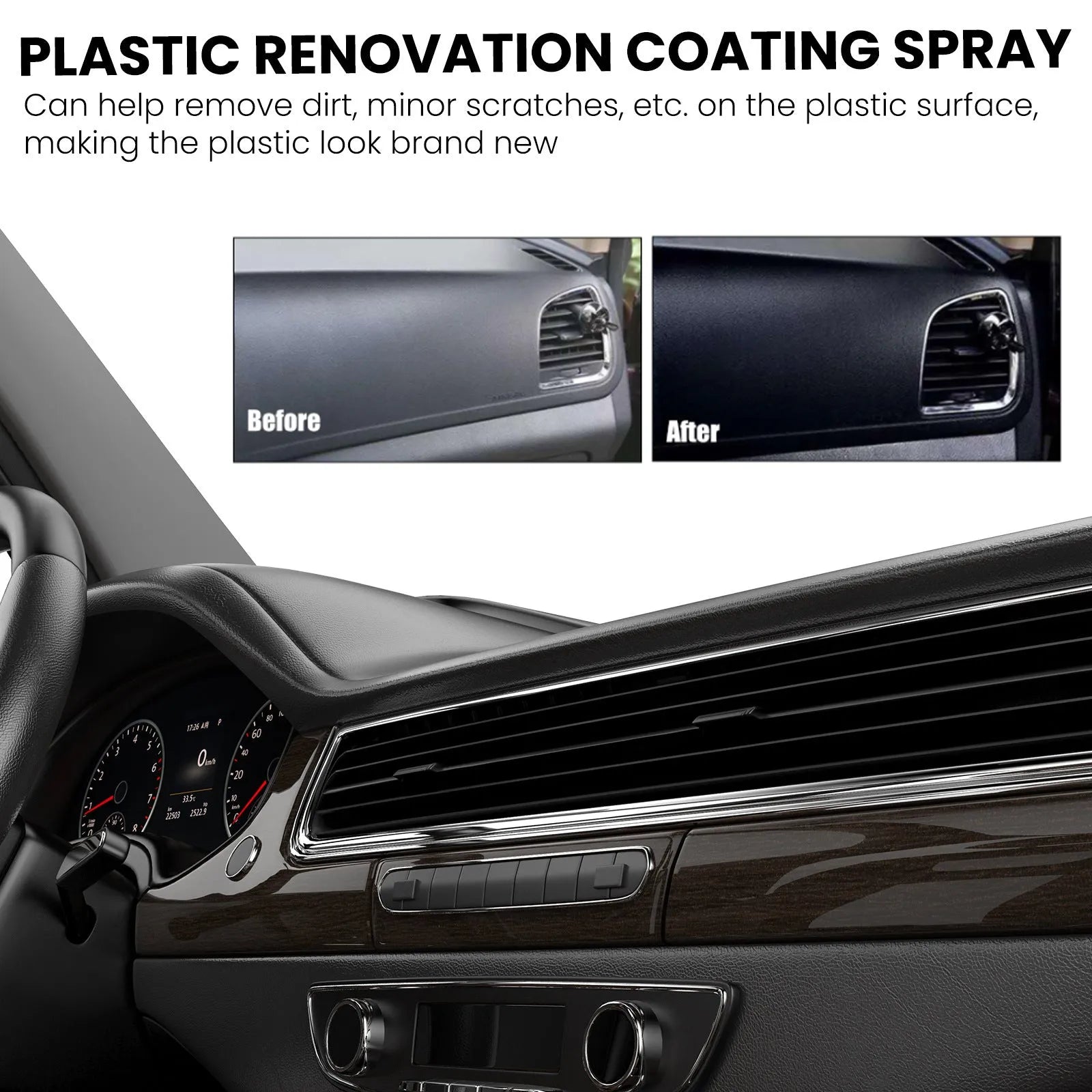 Car plastic renovation spray 120ml bottle with resin and Nano silica formula for trim restoration