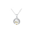 Sun and moon couple necklace with copper pendant on cross chain, showing male and female colour options