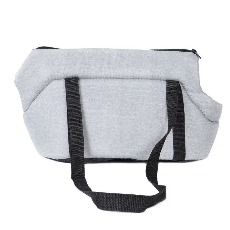 Portable mesh pet carrier bag for small dogs and cats, foldable travel bag in grey or red