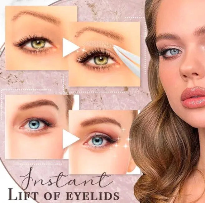 No glue eyelid sticker box showing three size options L, M and S for temporary eyelid support