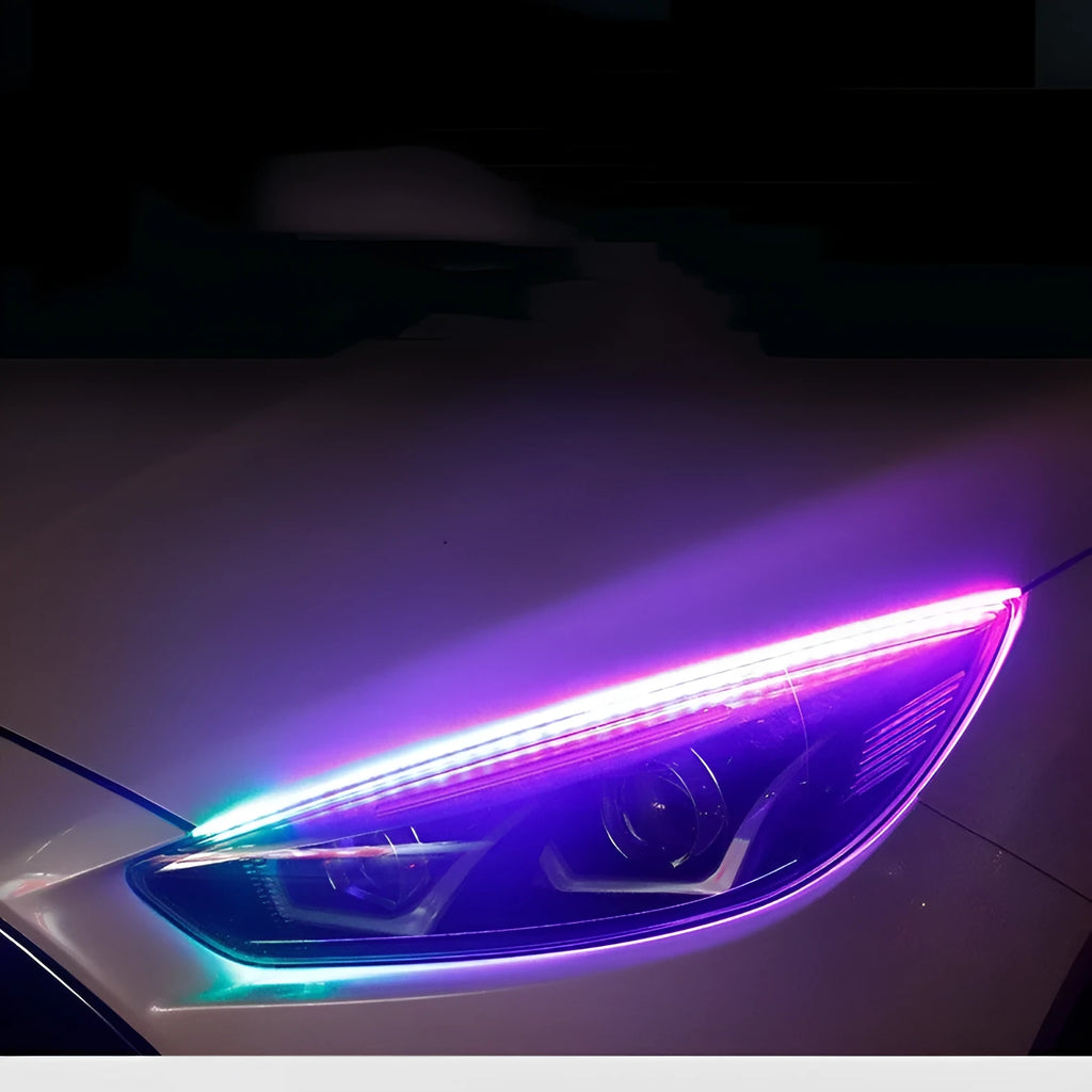 Universal RGB LED daytime running light kit with remote control for General Motors cars.
