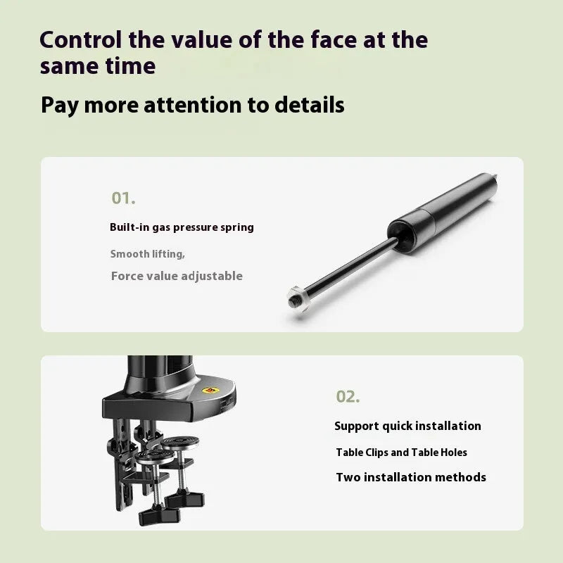 Dual screen computer monitor bracket with vertical lifting mechanism in aluminium alloy construction
