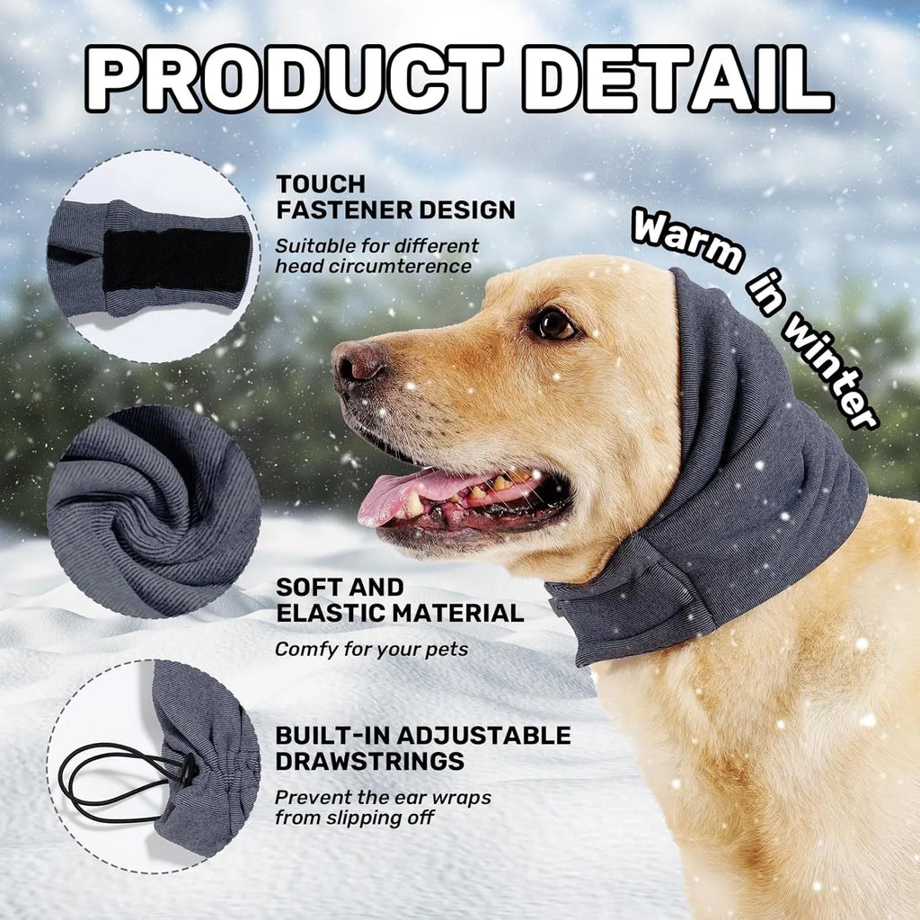 Dog calming hoodie ear wraps adjustable noise protection gray purple sizes L M S