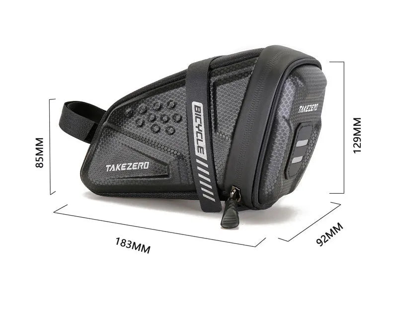 Bicycle saddle bag 1L black plain under saddle on mountain bike with fixture fitting