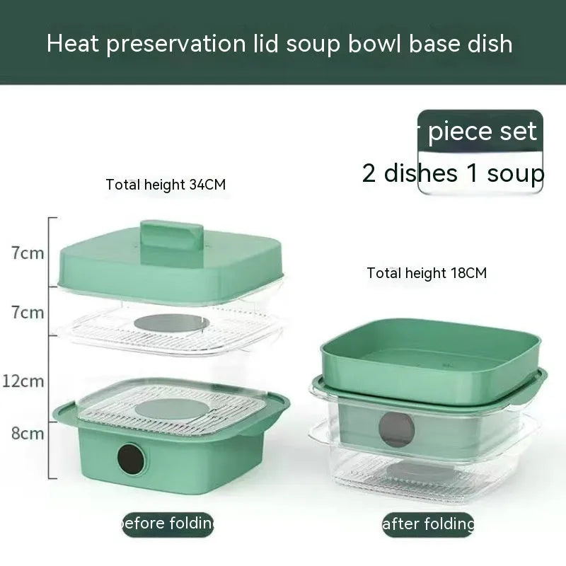 Plastic multi-layer dish cover in white with temperature display on dining table