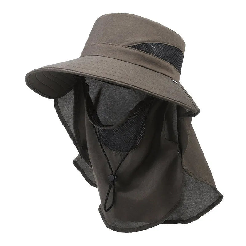 Men's adjustable polyester fisherman hat with wide brim for sun protection