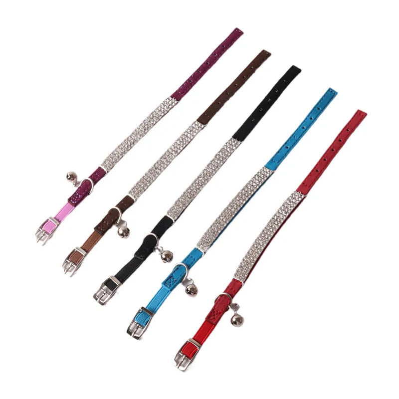 Soft flocking cat collar with elastic buckle in six colour options including pink, black, red