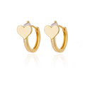 Heart-shaped zircon stud earrings with titanium steel plating in simple ear clip design
