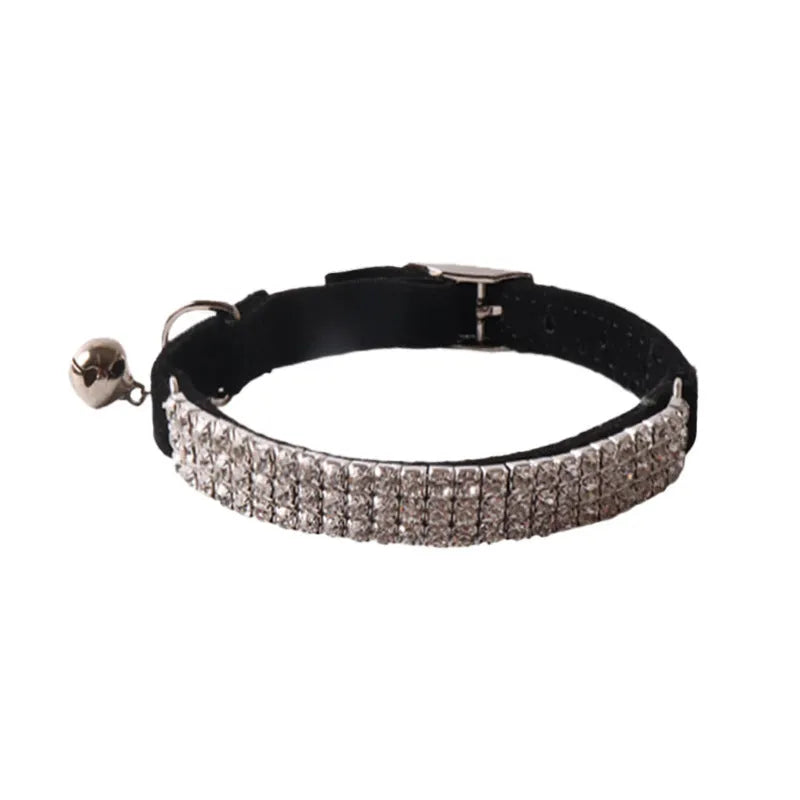 Soft flocking cat collar with elastic buckle in six colour options including pink, black, red