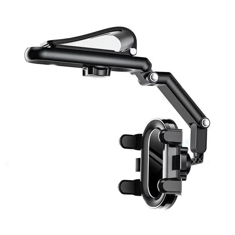 Black car sun visor accessory with a buckle clip for mounting on rear seat windows.