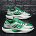 Men's white mesh breathable running sneakers with rubber sole and front lacing