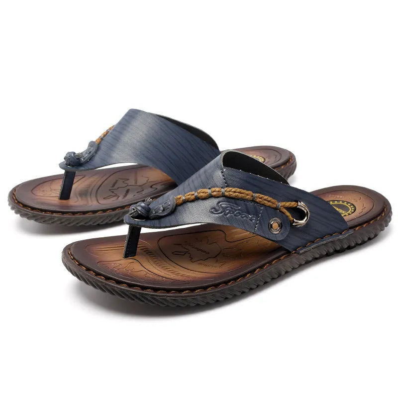 Men's non-slip indoor slippers in four colours with PU leather upper and wear-resistant sole