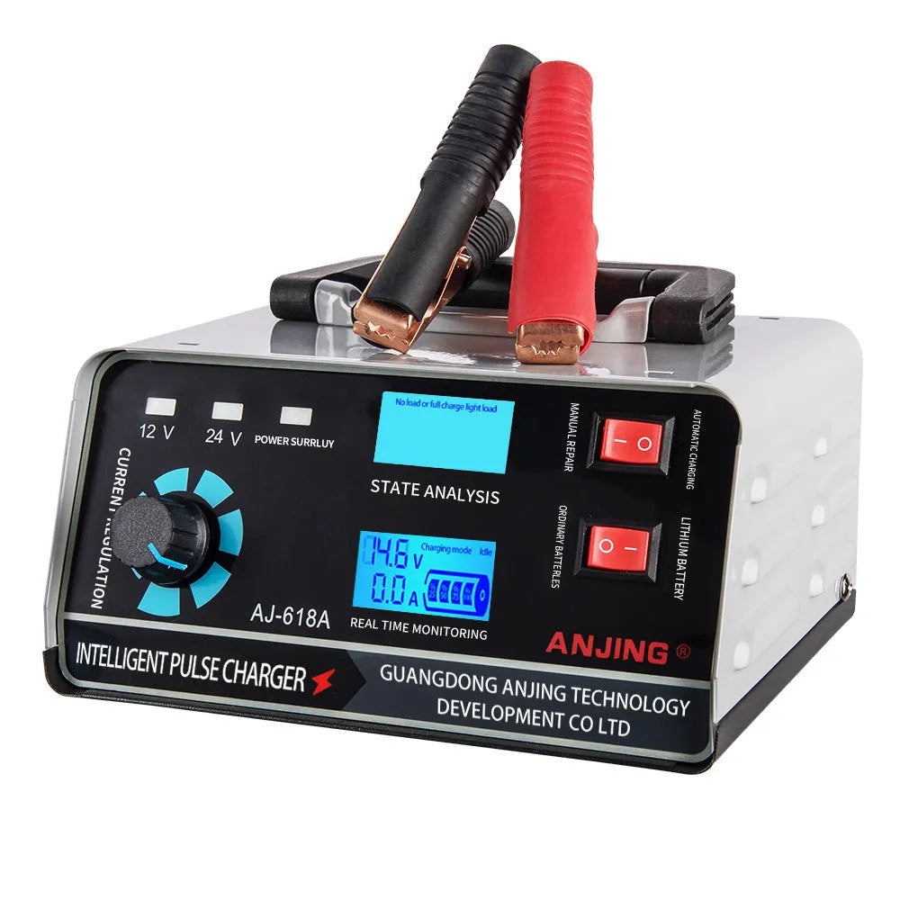 400W automobile battery charger for 12V and 24V lead-acid batteries with pulse repair and multiple protections
