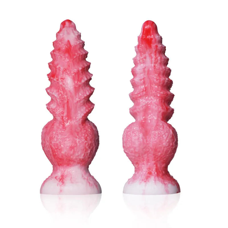 Pink platinum silicone penis-shaped masturbation device for women.