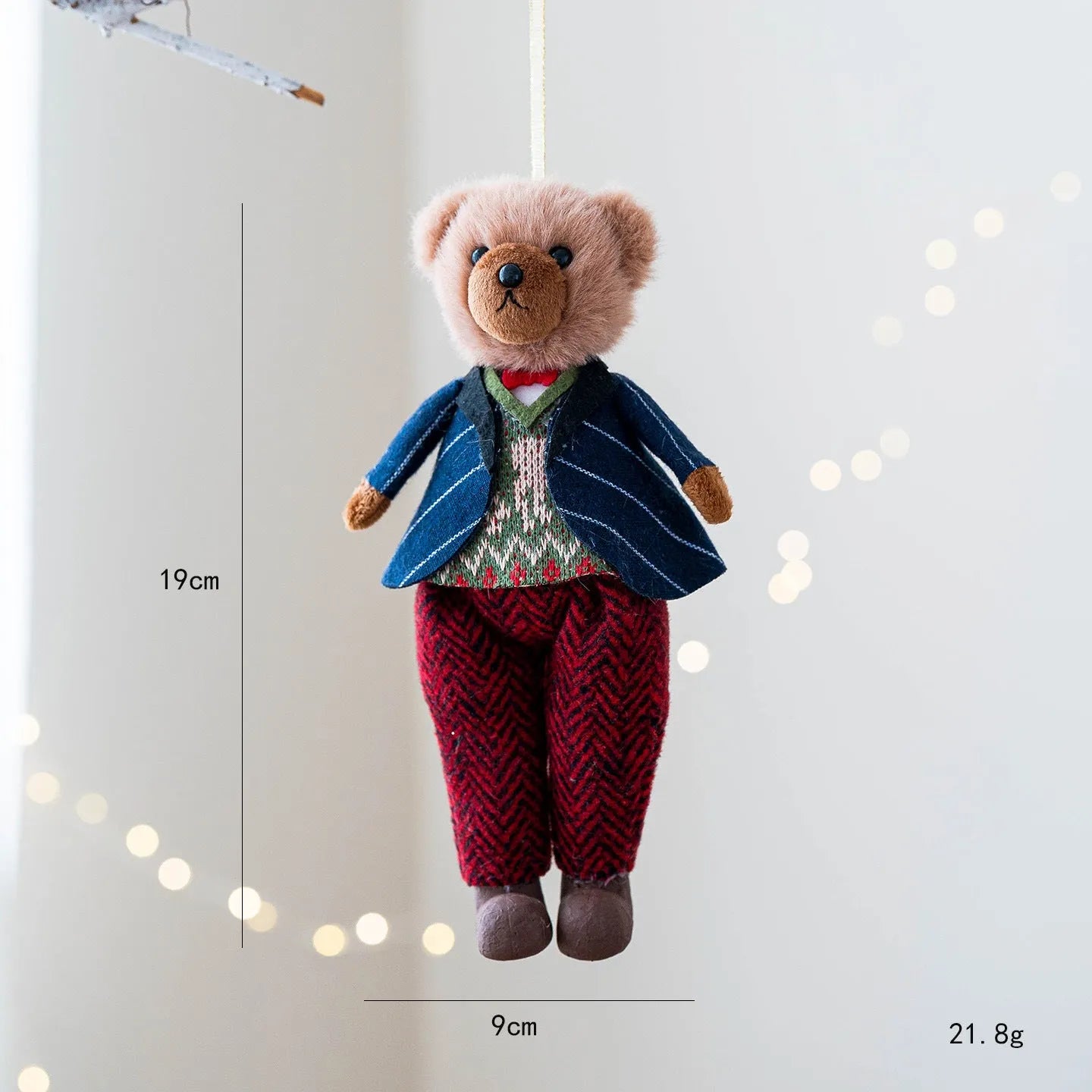 Princess bear and gentleman bear couple plush doll set with cotton plaid suit styling