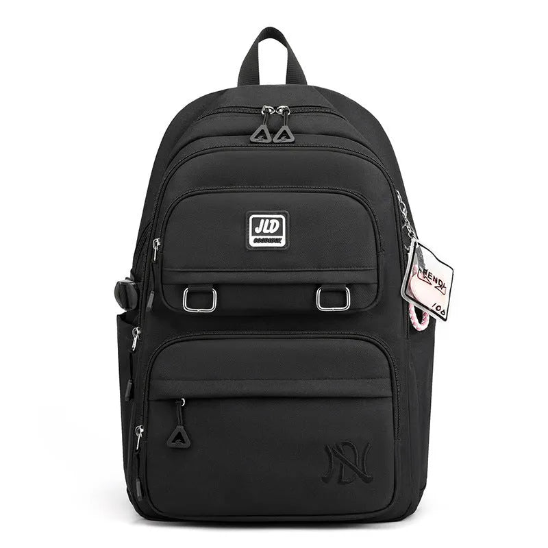 Girls large capacity school backpack in nylon with physiological curve backplane