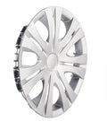 Universal monochrome ABS plastic wheel hub cover for car decoration in silver finish.