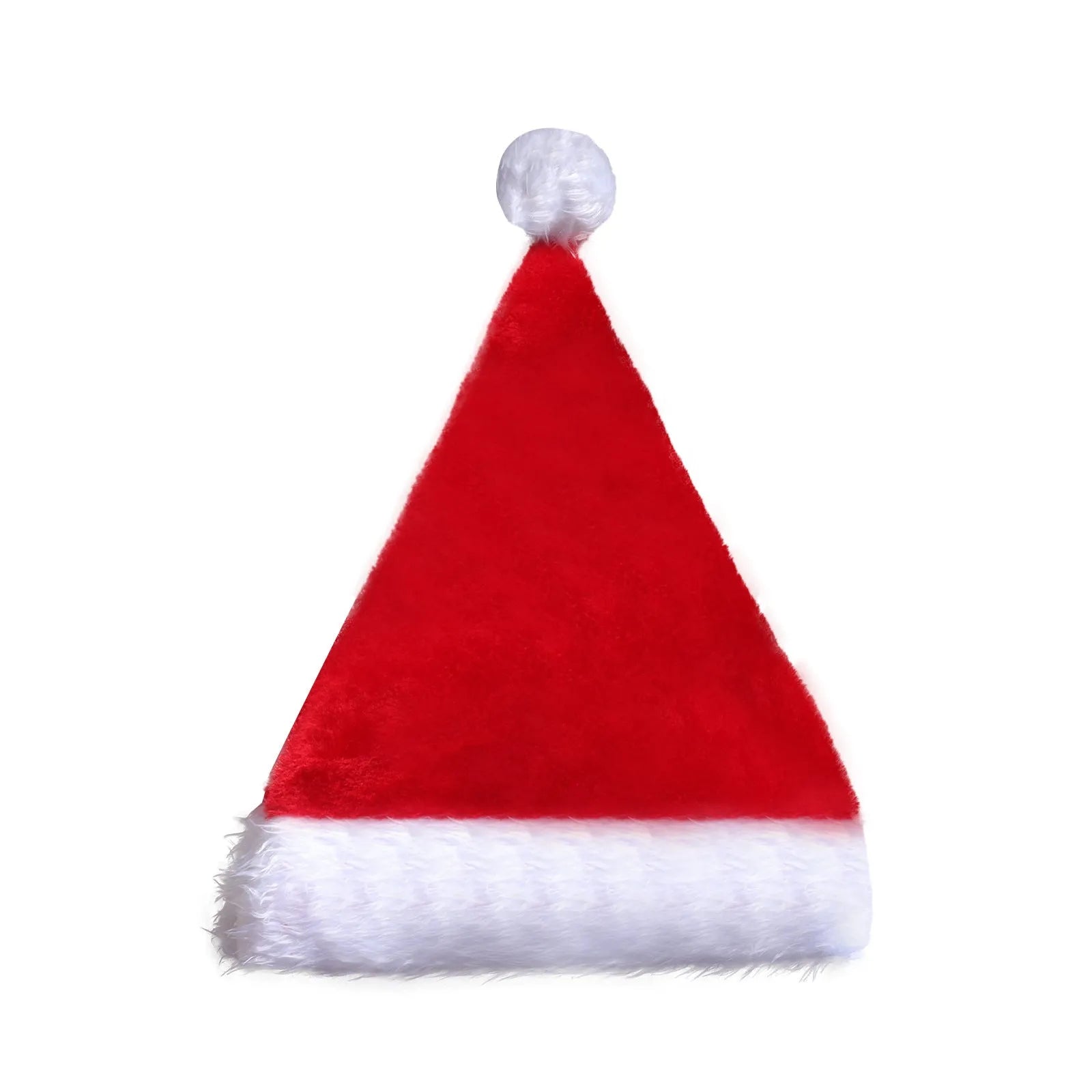 Red and white LED Santa hat with pom-pom and 9 colourful bulbs glowing