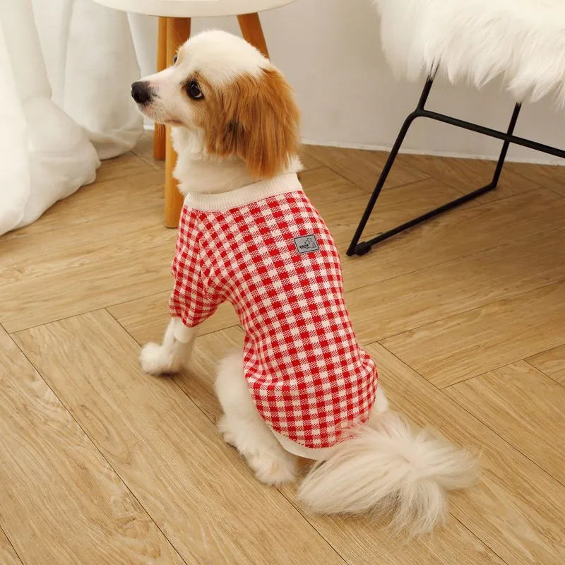 High collar windproof fashion sweater dog clothes in wool, available in six colours and five sizes