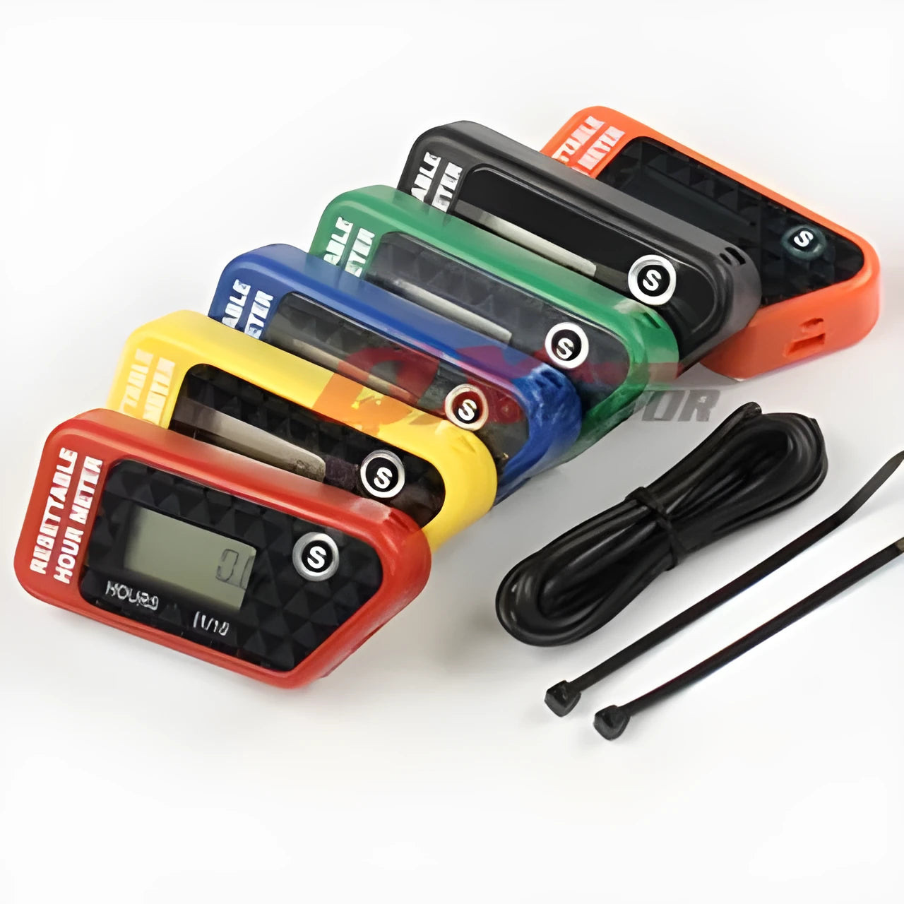 Black waterproof LCD electronic timer for engine maintenance hour tracking