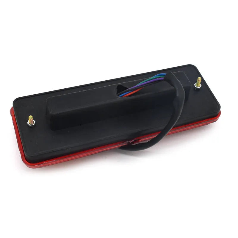 Black electric tricycle taillight with 200mm by 70mm dimensions for 12V and 48-60V systems