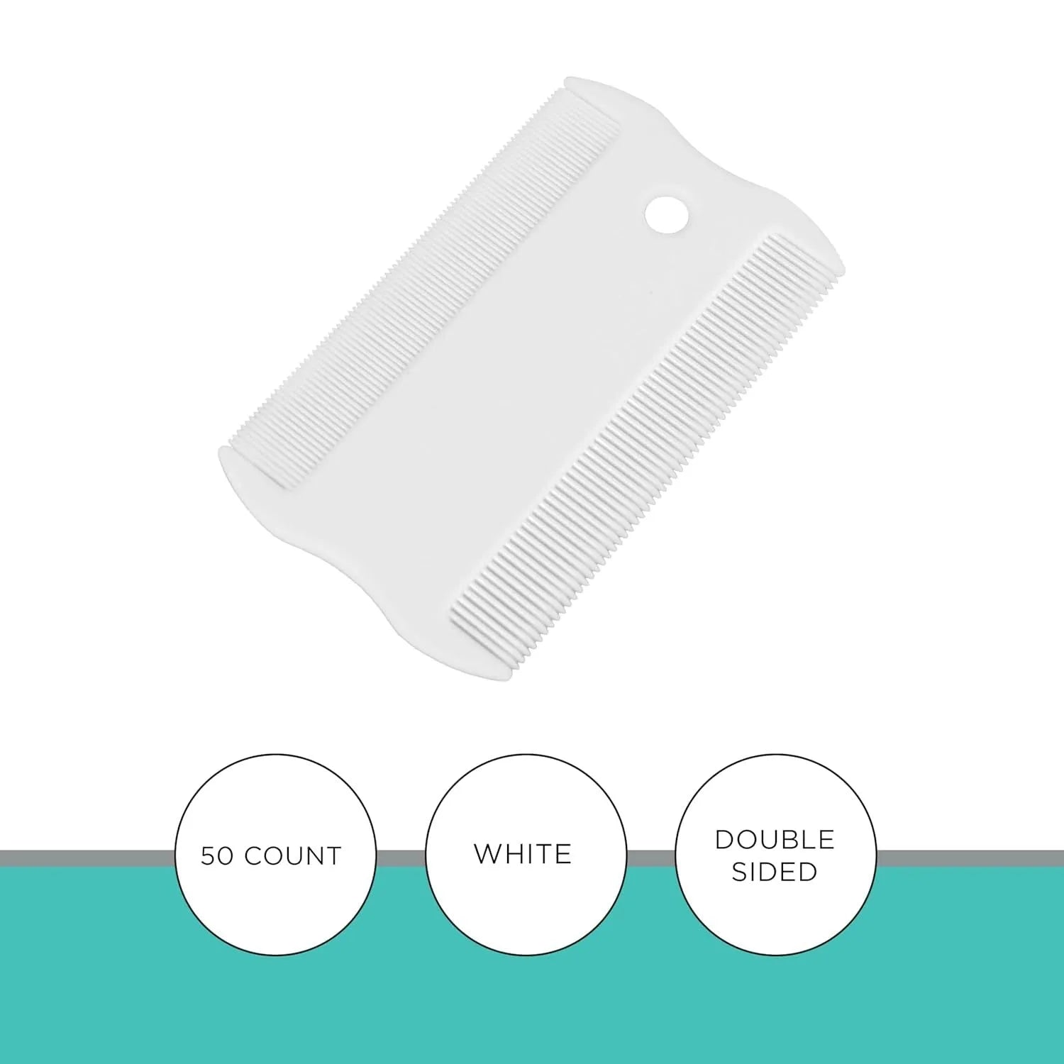 A small, white, double-sided plastic flea comb for pet face and tear stain grooming.