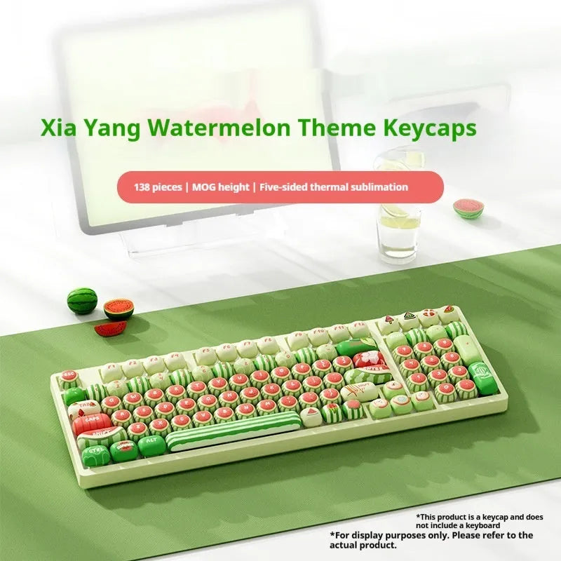 PBT mechanical keyboard key caps with mushroom shape and watermelon theme sublimation print
