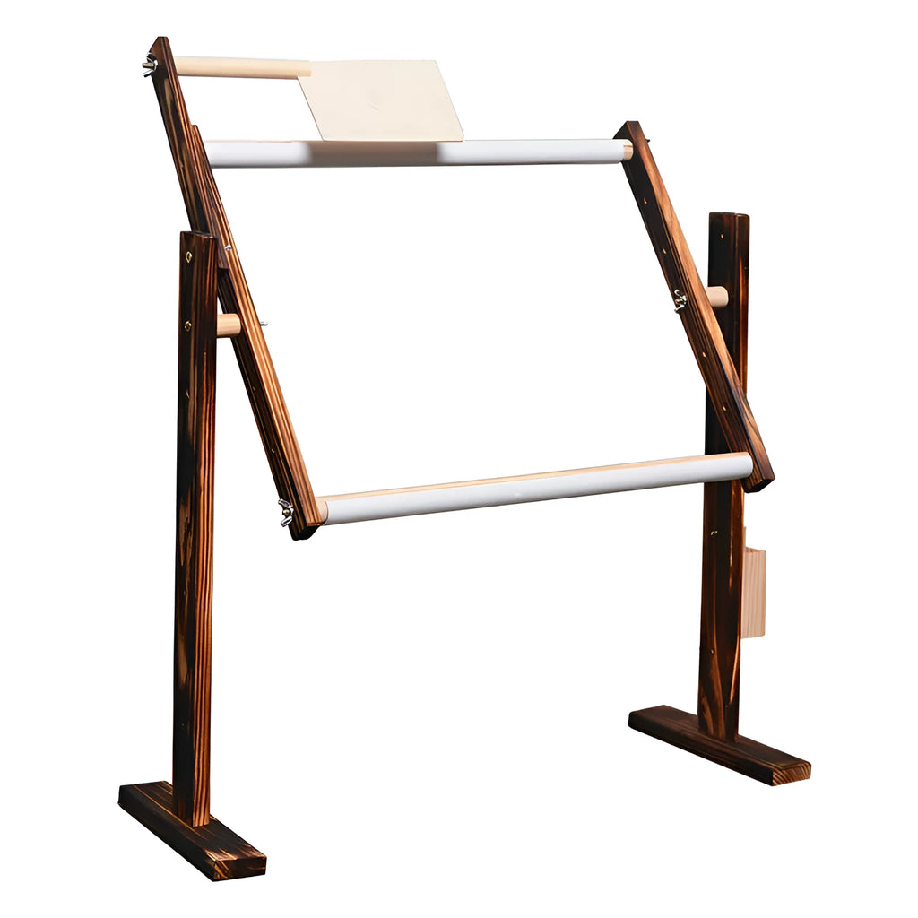 Vertical desktop cross stitch frame in solid pine wood with adjustable height mechanism
