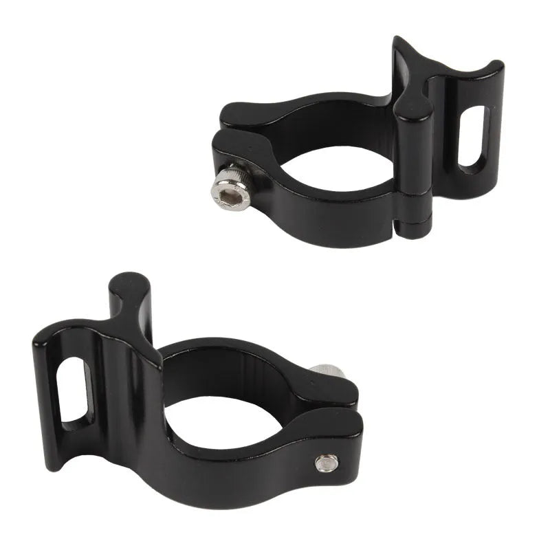 Black aluminium alloy vehicle clamp ring with a 28.6mm diameter for frame installation