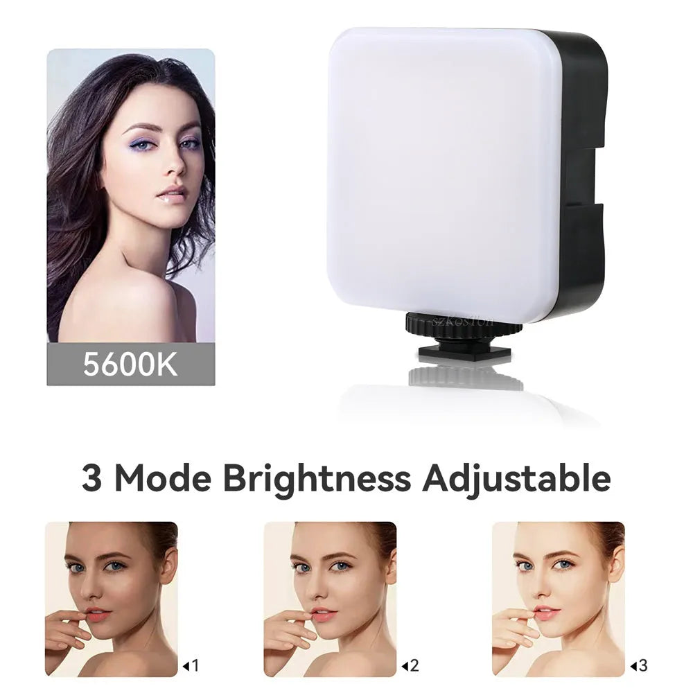 LED Mini Square Outdoor Pocket Light Tripod flash with rotatable head and compact dimensions