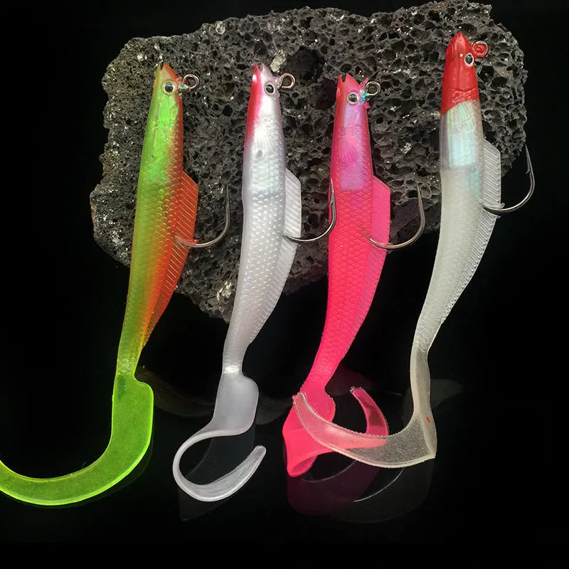 Creative simulation soft fishing lure 12cm with lead head and PVC body in pink colour option