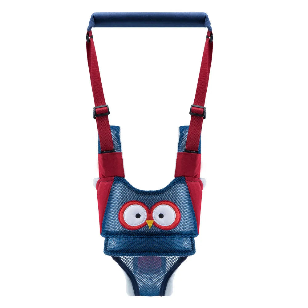 Baby walking harness belt in blue vest style showing adjustable straps for toddler walking support