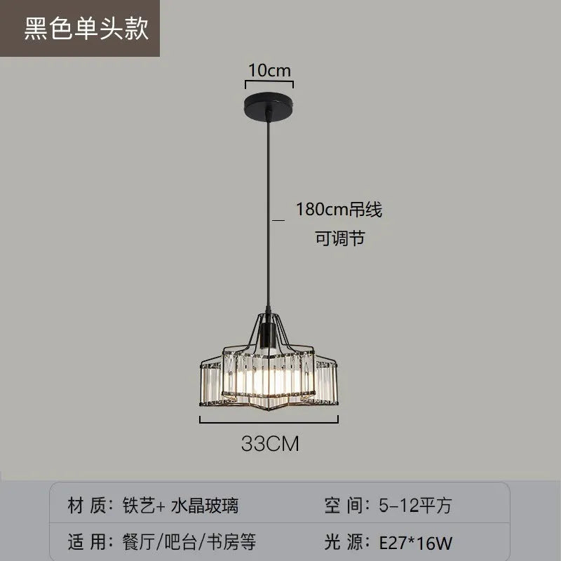 Modern crystal ceiling droplight with LED lighting and decorative crystal elements