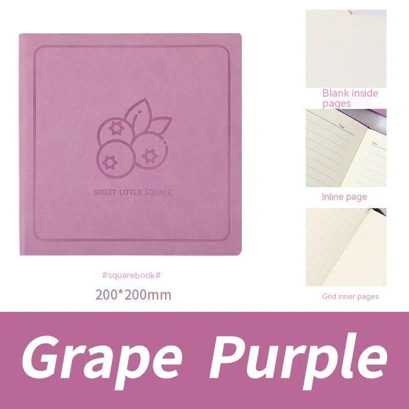 Square faux leather notebook with textured mesh cover, French fold binding, and 100 blank Daolin paper sheets