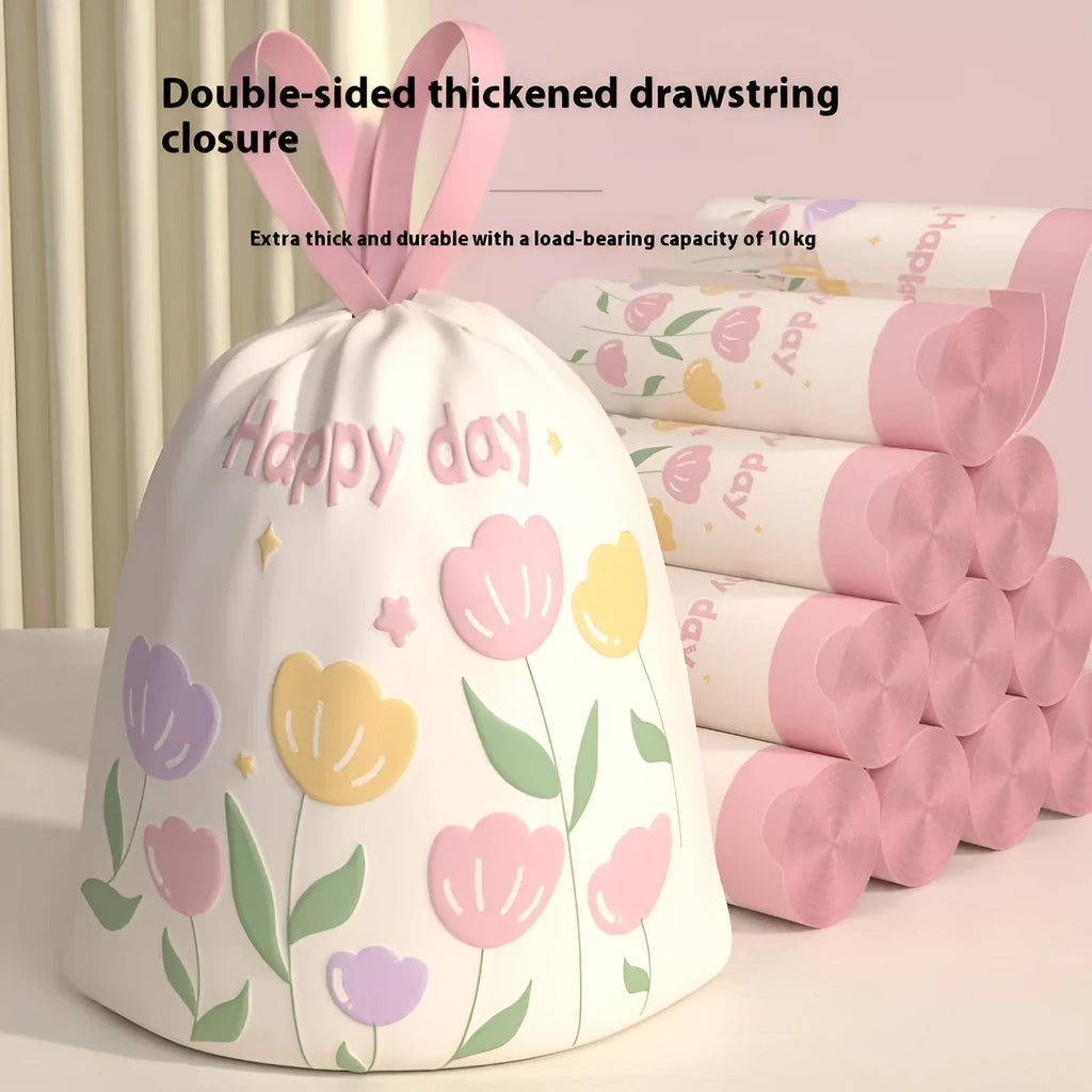 Pink drawstring garbage bags with argy wormwood mosquito repellent, size 44cm by 48cm