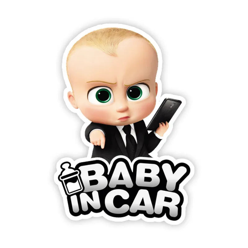 Baby On Board reflective car sticker set B033 with pink baby, angel, and feeding bottle designs