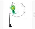 Cat sucker teaser toy with PP wand in blue butterfly gray mouse colour option attached to surface