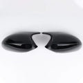 Pair of black ABS plastic rearview mirror shells for BMW 3 Series E90 door mirrors.