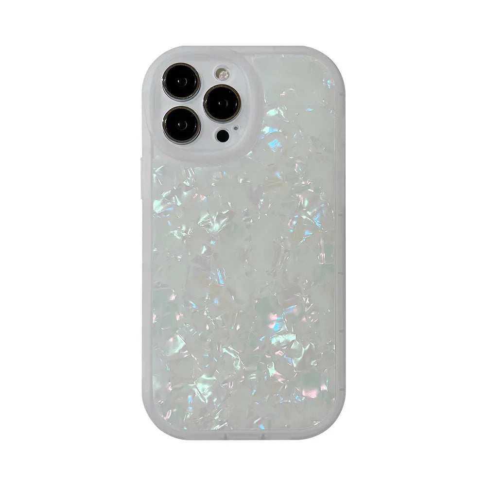 Ins Dream Shell Pattern TPU PC back cover phone case for Apple iPhone 16 series in milky white