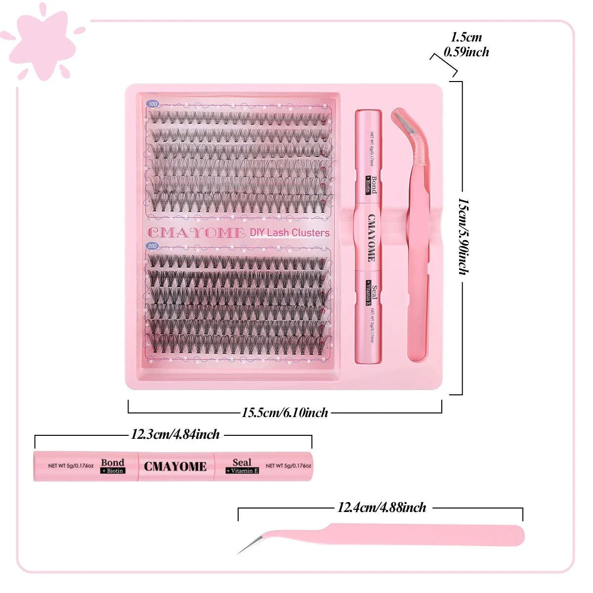 DIY individual cluster false eyelashes showing artificial fibre construction and mixed split design